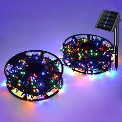 JMEXSUSS Solar String Light 600LED 206.7ft 8 Modes Solar Christmas Lights Waterproof Outdoor Fairy String Lights for Gardens, Wedding, Party, Christmas Tree,Xams,Outdoors (600LED, Multicolor)…