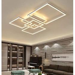 Dimmable with Remote Control 98CM LED Ceiling Lamp for Living Room Modern Simple Personality Home LED Rectangular Ceiling Light 38inch Color White