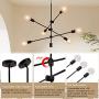 Sputnik Chandelier 6 Lights,Black Pendant Light Fixture,Industrial Modern Ceiling Lighting for Dining Room Kitchen Island Bedroom Hallway