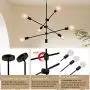 Sputnik Chandelier 6 Lights,Black Pendant Light Fixture,Industrial Modern Ceiling Lighting for Dining Room Kitchen Island Bedroom Hallway