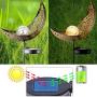 Solar Garden Lights - Solar Lights Outdoor Decorative - Moon Crackle Glass Globe Stake Metal Lights,Waterproof Warm White LED for Lawn,Patio or Courtyard