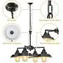 KingSo Industrial Metal Pendant Light,Rustic Pendant Light Fixture,Oil Rubbed Bronze 4-Light Chandelier for Kitchen Island Dining Room Farmhouse Entryway Hallway