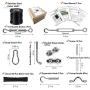 String Lights Hanging Kit,Globe String Lights Suspension Kit,Outdoor Light Guide Wire,Includ 164 FT Nylon-Coated Stainless Steel Wire Rope Cable,Turnbuckle and Hooks,Enough Accessories,Use Manual