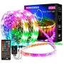 65.6FT/20M LED Strip Lights, Rusunde Ultra-Long Color Changing Light Strip Sync to Music, 600 LEDs 5050 RGB SMD Flexible Tape Light Kit with 40 Keys IR Remote and Power Adapter for Kitchen Home Party