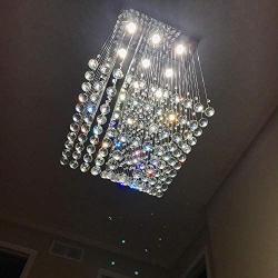 Munsinn Crystal Raindrop Chandelier 9-Lights Flush Mount LED Ceiling Light Fixture Pendant Lamp for Dining Room Bathroom Bedroom Livingroom