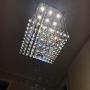 Munsinn Crystal Raindrop Chandelier 9-Lights Flush Mount LED Ceiling Light Fixture Pendant Lamp for Dining Room Bathroom Bedroom Livingroom