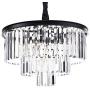 Crystal Chandelier Lighting, W20'' 3-Tier Big Modern Crystal Chandelier Light Fixtures 6 Lights Ceiling Hanging Crystal Pendant Light for Bedroom Dining Room Living Room Entryway Kitchen Island Black
