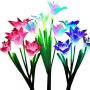 Wohome Outdoor Solar Garden Stake Lights,3 Pack Solar Powered Lights with 12 Lily Flower, Multi-Color Changing LED Solar Landscape Lighting Light for Garden, Patio