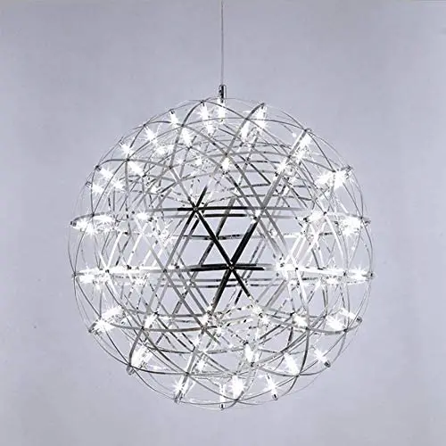 LAKIQ Modern LED Chandelier Lighting Fixture Chrome Stainless Steel Firework Shape Hanging Pendant Lights for Living Room Dining Room Restaurant Bar Cafe Hotel (19.5, White Light) LAKIQ Modern LED Chandelier Lighting Fixture Chrome Stainless Steel Firework Shape Hanging Pendant Lights for Living Room Dining Room Restaurant Bar Cafe Hotel (19.5, White Light)