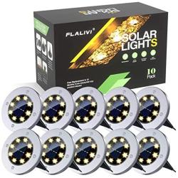 Solar Ground Lights, 8 LED Solar Disk Lights Outdoor Waterproof for Garden Yard Patio Pathway Lawn Driveway Walkway- Warm White (10 Pack)