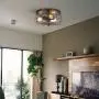 CO-Z 15 Inch Industrial 3-Light Vintage Metal Cage Flush Mount Ceiling Light, Oil Rubbed Bronze Finish, Rustic Ceiling Lighting Fixture for Bedroom, Dining Room, Living Room, Farmhouse Lighting