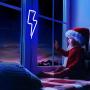 XIYUNTE Blue Neon Light Lightning Bolt Led Neon Sign Wall Light Battery and USB Operated Neon Lights Blue Lightning Neon Signs Light up for The Home,Kids Room,Bar,Party,Christmas,Wedding