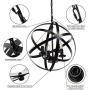 Farmhouse Rustic Chandelier Industrial Pendant Lighting Fixture with Metal for Dining Room, Kitchen , Foyer, Living Room, Bedroom (4 Light - Black)