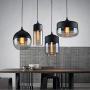 NAANN Glass Globe Pendant Light Fixtures, Black Modern Pendant Lamp, Industrial Vintage Amber Ball Shade Indoor Hanging Lighting for Farmhouse Kitchen Island Living Room E26 Base
