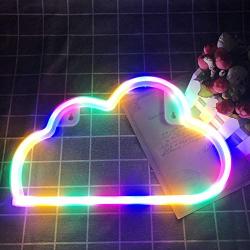 Cloud Neon Sign Decorative LED Night Light Art Wall Decor for Bar Birthday Party Decor Powered by Battery/USB (Multi-Colored)