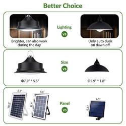 Solar Lights, SmterCon Solar Lights Outdoor Indoor, Can Work During The Day or Dusk On Dawn Off, 16.4Ft Cord IP65 Remote Control Solar Powered Chicken Coop Gazebo Patio Shed Barn Lights (Medium)