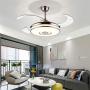Fandian 42in Modern Smart Ceiling Fan with Lights Bluetooth Speaker Chandelier Lighting Fixtures, Remote Control, Retractable Blades, 3 Light Colors, for Living room, Bedroom (42in-Siver 2)