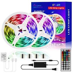 REYSURPIUS Led Strip Lights 65.6ft(600 LEDs),RGB Light Strips Kit with 44 Keys IR Remote Controller,(2 roll 32.8ft) Double-sided copper plate 5050RGB color changing light strip for Bedroom, Home Décor