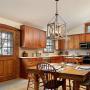 Cottage Rustic 4-Light Wooden Chandelier Vintage Wood and Metal Farmhouse Pendant Light Fixture Kitchen Island Ceiling Lighting Chandeliers for Dining Room, Living Room, Foyer