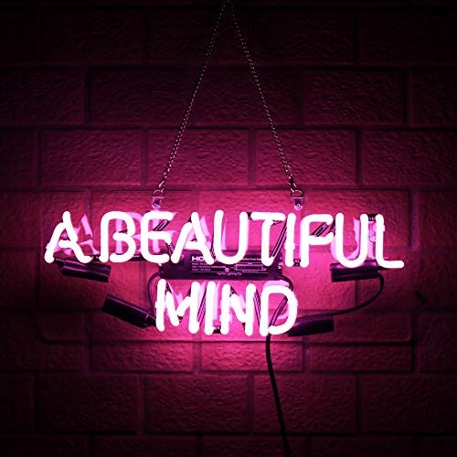 A Beautiful Mind Glass Neon Signs Beer Bar Club Bedroom Glass Neon Lights Sign for Office Hotel Pub Cafe Wedding Birthday Party Man Cave Neon Light Art Wall Lights 15.5'' x 6'' Hot Pink(Not LED)