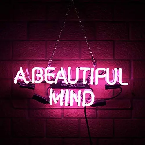 A Beautiful Mind Glass Neon Signs Beer Bar Club Bedroom Glass Neon Lights Sign for Office Hotel Pub Cafe Wedding Birthday Party Man Cave Neon Light Art Wall Lights 15.5'' x 6'' Hot Pink(Not LED)