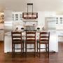 Giluta Kitchen Island Pendant Light Rectangle Wood Metal Chandelier Black Finish Rustic Industrial Chandelier Vintage Ceiling Light Fixture 3 Lights with Seeded Glass Shade (17809)