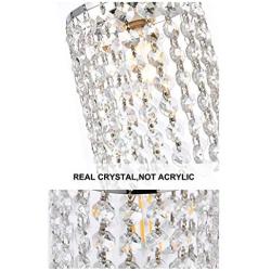 Luburs Crystal Wall Sconce Lighting Bathroom Vanity Mirror Light Fixture with Hangiing Crystal Linear Modern Crystal Room Light for Bedroom Contemporary Bedside Wall Lamp Chrome (2-Lights)