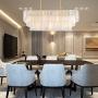 APBEAM Modern Crystal Rectangle Chandelier with 3 Layers Water Ripple Glass Pendant Light for Dining Room Living Room Bedroom