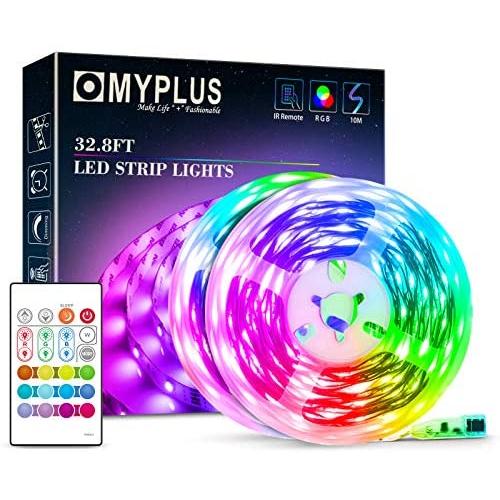 32.8ft LED Strip Lights, MYPLUS RGB Led Light Strip with Remote, Color Change DIY Tape Lights,300 pcs SMD 5050 RGB for Bedroom,TV,Home,Festival,Party