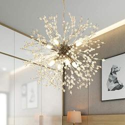 GOODYI Firework Chandeliers, Silver Crystal Sputnik Light Fixture with 8-Light Hanging Light Fixtures Modern Chandelier Ceiling Lights for Living Room Dining Room Restaurant Bedroom