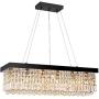 L39.5'' X W10'' X H10'' Modern Raindrop Style Rectangular Chandelier Lighting Clear Crystal Black Finish Base Pendant Hanging Light for Dining Room, Hotel, Office