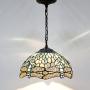 Tiffany Hanging Light W12H32 Inch Sea Blue Stained Glass Pendant lamp 1E26 Crystal Bead Dragonfly Style S147 WERFACTORY Series Lamps Chandelier Ceiling Fixture Kitchen Bar Hallway Dining Room Loft
