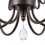 LALUZ Dining Room Chandelier Farmhouse Lighting Fixture Hanging with Crystal Pendants, 28” L x 25.5” H, Bronze