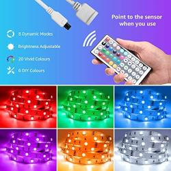 LED Strip Lights 16.4ft, RGB LED Light Strip, 5050 SMD LED Color Changing Tape Light with 44 Key Remote and 12V Power Supply, LED Lights for Bedroom, Home Decoration, TV Backlight, Kitchen, Bar