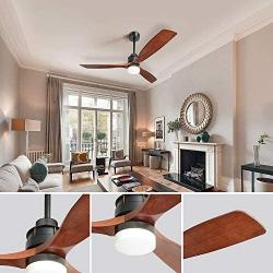 Sofucor 60'' Modern 3 Blades Ceiling Fan with Remote for Living Room Kitchen Bedroom with Remote without Light, Solid Mahogany and Matte Black…