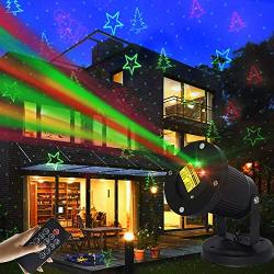 Xmas Red & Green Projector Outdoor Light for House, Holiday, Christmas, Party, Halloween Decoration, Gift, IP44 Waterproof, Wireless Remote Control (12 Illusions)