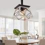 Q&S Farmhouse Rustic Hanging Pendant Light Fixtures,Vintage Chandelier,Industrial Light Fixture for Kitchen Island Dining Room Entryway Foyer,Oak White+ORB Finish,Adjustable