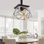 Q&S Farmhouse Rustic Hanging Pendant Light Fixtures,Vintage Chandelier,Industrial Light Fixture for Kitchen Island Dining Room Entryway Foyer,Oak White+ORB Finish,Adjustable