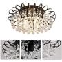 Semi Flush Mount 4-Light Crystal Chandelier，Modern Black Ceiling Lighting Fixture，Farmhouse Lighting for Island Bedroom Kitchen Dining Room Hallway