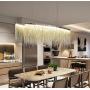 7PM Tassels Linear Chandelier Modern Chrome Chain Pendant Light Contemporary LED Ceiling Lighting Fixture for Dining Room Kitchen Island