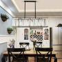 VinDeng Crystal Rectangle Sparkling Chandelier, E26 3-Lights Ceiling Light for Dining Room Kitchen Island Restaurant Modern Light Fixture with Black Iron Base-