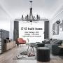 Lucidce Crystal Chandelier Lighting Modern Dining Room Lighting Fixtures Hanging Black 6 Lights Candle Island Pendant Lighting for Bed Room Living Room