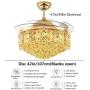 Lighting Groups 42'' Retractable Clear Blades Fan and Chandelier with Lights and Romote Control Modern Crystal Ceiling Fan for Indoor Living Dining Room Bedroom Ceiling Light Kits (42 Inch, Gold A)