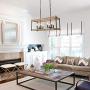 KSANA Farmhouse Chandelier for Dining Rooms, 8-Light Kitchen Island Lighting, Faux-Wood Rectangular Chandelier 26 in Length, Brown