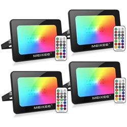 MEIKEE 4 Pack 25W RGB LED Flood Lights Outdoor Indoor LED Color Changing Floodlight with Remote Control, IP66 Waterproof Dimmable Wall Washer Light Party Stage Lights Garden Landscape Lighting