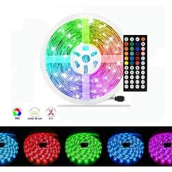 Tingkam 39.4 ft 12 M Non-Waterproof 5050 SMD RGB LED Flexible Strip Light Black PCB Board Color Changing Decoration Lighting 300 LEDs Kit + 20 Key Remote Controller