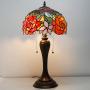 Tiffany Lamp Antique Style Stained Glass Table Light W12H22 Inch Red Rose Lampshade S001 WERFACTORY LAMPS Lover Parents Kids Girlfriend Living Room Bedroom Study Office Coffee Bar Desk Art Crafts Gift