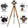 Industrial Floor Lamps for Living Room, Farmhouse Tripod Lamp for Bedrooms Vintage Steampunk Adjustable 55'' Black Metal Camera Wooden Tall Standing Lights for Study Corner, Office (No E26 Bulb)