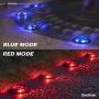 Siedinlar Solar Deck Lights Outdoor 2 Modes LED Driveway Markers for Dock Step Stair Walkway Pathway Garden Ground Yard Road Black 4 Pack (Blue/Red)