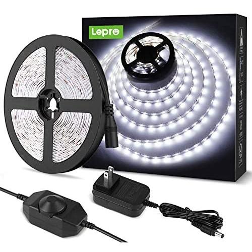 Lepro Strip Light Kit, 16.4ft Rope Light, Flexible, 300 LEDs SMD 2835, Dimmable LED Tape, for Home, Kitchen, Under Cabinet, Bedroom, Daylight White